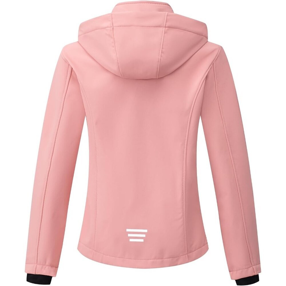 Women's Vest Hooded Jacket Coat Light Pink Fleece Winter Warm Zippered Pockets - Picture 4 of 9